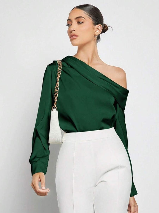 Élise Asymmetrisk Satengbluse